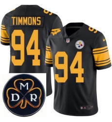 Men's Nike Pittsburgh Steelers #94 Lawrence Timmons Elite Black Rush NFL MDR Dan Rooney Patch Jersey