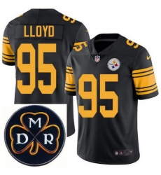 Men's Nike Pittsburgh Steelers #95 Greg Lloyd Elite Black Rush NFL MDR Dan Rooney Patch Jersey