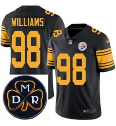 Men's Nike Pittsburgh Steelers #98 Vince Williams Elite Black Rush NFL MDR Dan Rooney Patch Jersey