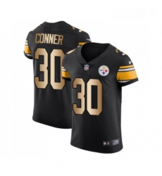Mens Pittsburgh Steelers 30 James Conner Elite Black Gold Team Color Football Jersey