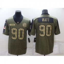 Men's Pittsburgh Steelers #90 T. J. Watt Camo 2021 Salute To Service Limited Player Jersey