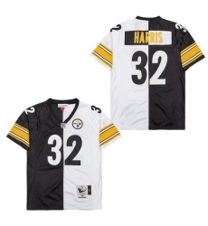 Men's Pittsburgh Steelers Franco Harris #32 White Black Split Stitched NFL Football Jersey