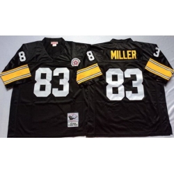 Mitchell&Ness Steelers 83 Heath Miller Black Throwback Stitched NFL Jersey