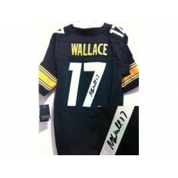 Nike Pittsburgh Steelers 17 Mike Wallace Black Elite Signed NFL Jersey