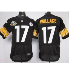 Nike Pittsburgh Steelers 17 Mike Wallace Black Elite W 80 Anniversary Patch NFL Jersey