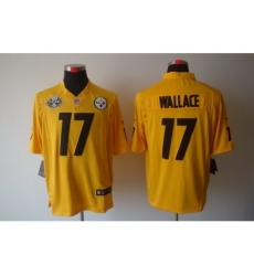 Nike Pittsburgh Steelers 17 Mike Wallace Yellow Game W 80th Pat-ch NFL Jersey