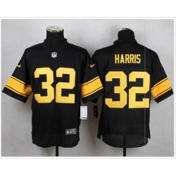 Nike Pittsburgh Steelers #32 Franco Harris Black(Gold No.) Mens Stitched NFL Elite Jersey