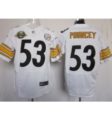 Nike Pittsburgh Steelers 53 Maurkice Pouncey White Elite W 80 Anniversary Patch NFL Jersey