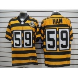 Nike Pittsburgh Steelers 59 Jack Ham Yellow Black Elite 80th Throwback NFL Jersey