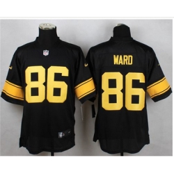 Nike Pittsburgh Steelers #86 Hines Ward Black(Gold No.) Mens Stitched NFL Elite Jersey