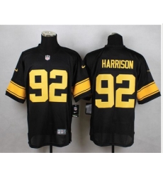 Nike Pittsburgh Steelers #92 James Harrison Black(Gold No.) Mens Stitched NFL Elite Jersey