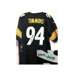 Nike Pittsburgh Steelers 94 Lawrence Timmons Black Elite Signed NFL Jersey