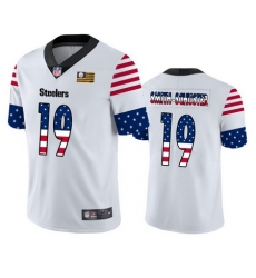 Nike Steelers 19 JuJu Smith Schuster White USA Flag Fashion Limited Jersey