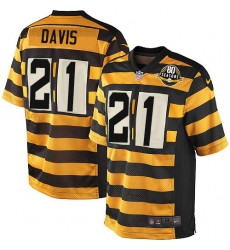 Nike Steelers #21 Sean Davis Yellow Black Alternate Mens Stitched NFL 80TH Throwback Elite Jersey