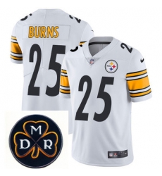Nike Steelers #25 Artie Burns White Mens NFL Vapor Untouchable Limited Stitched With MDR Dan Rooney Patch Jersey