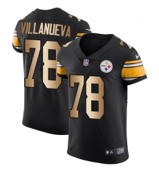 Nike Steelers #78 Alejandro Villanueva Black Team Color Mens Stitched NFL Elite Gold Jersey