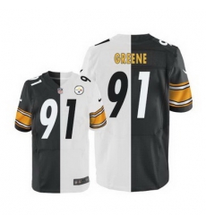 Nike Steelers #91 Kevin Greene White Black Mens Stitched NFL Elite Split Jersey