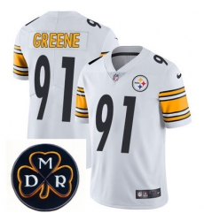 Nike Steelers #91 Kevin Greene White Mens NFL Vapor Untouchable Limited Stitched With MDR Dan Rooney Patch Jersey