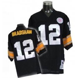 Pittsburgh Steelers 12 BRADSHAW black mitchellandness