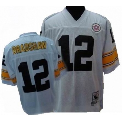 Pittsburgh Steelers 12 BRADSHAW white mitchellandness