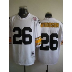 Pittsburgh Steelers 26 Rod Woodson white Mitchell And Ness Jersey