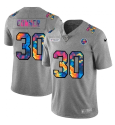 Pittsburgh Steelers 30 James Conner Men Nike Multi Color 2020 NFL Crucial Catch NFL Jersey Greyheather