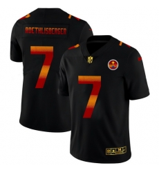 Pittsburgh Steelers 7 Ben Roethlisberger Men Black Nike Red Orange Stripe Vapor Limited NFL Jersey