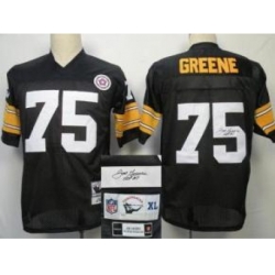 Pittsburgh Steelers 75 Joe Greene Black Throwback M&N Signed NFL Jerseys