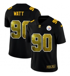 Pittsburgh Steelers 90 T J  Watt Men Black Nike Golden Sequin Vapor Limited NFL Jersey