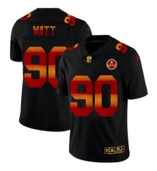 Pittsburgh Steelers 90 T J  Watt Men Black Nike Red Orange Stripe Vapor Limited NFL Jersey