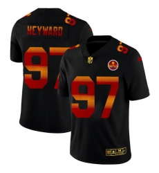 Pittsburgh Steelers 97 Cameron Heyward Men Black Nike Red Orange Stripe Vapor Limited NFL Jersey