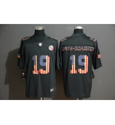 Steelers 19 JuJu Smith Schuster 2019 Black Salute To Service USA Flag Fashion Limited Jersey