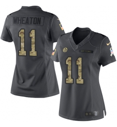 Nike Steelers #11 Markus Wheaton Black Womens Stitched NFL Limited 2016 Salute to Service Jersey