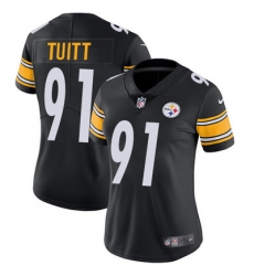 Nike Steelers #91 Stephon Tuitt Black Team Color Womens Stitched NFL Vapor Untouchable Limited Jersey