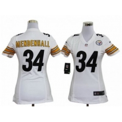 Nike Women Pittsburgh Steelers #34 Rashard Mendenhall White Jerseys