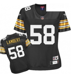 Reebok Pittsburgh Steelers 58 Jack Lambert Black Womens Throwback Team Color Premier EQT NFL Jersey