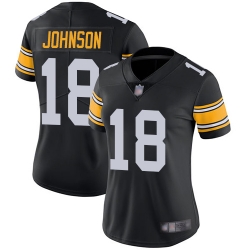 Steelers 18 Diontae Johnson Black Alternate Women Stitched Football Vapor Untouchable Limited Jersey