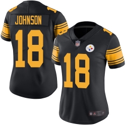 Steelers 18 Diontae Johnson Black Women Stitched Football Limited Rush Jersey