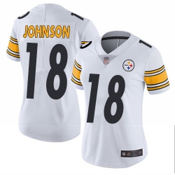 Steelers 18 Diontae Johnson White Women Stitched Football Vapor Untouchable Limited Jersey