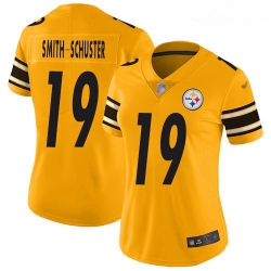 Steelers #19 JuJu Smith Schuster Gold Women Stitched Football Limited Inverted Legend Jersey