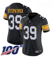 Steelers #39 Minkah Fitzpatrick Black Alternate Women Stitched Football 100th Season Vapor Limited Jersey