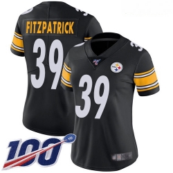 Steelers #39 Minkah Fitzpatrick Black Team Color Women Stitched Football 100th Season Vapor Limited Jersey