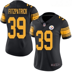 Steelers #39 Minkah Fitzpatrick Black Women Stitched Football Limited Rush Jersey