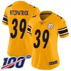 Steelers #39 Minkah Fitzpatrick Gold Women Stitched Football Limited Inverted Legend 100th Season Jersey