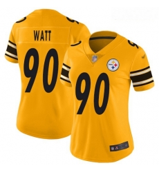 Steelers #90 T  J  Watt Gold Women Stitched Football Limited Inverted Legend Jersey