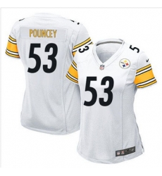 Women NEW Pittsburgh Steelers #53 Maurkice Pouncey White Stitched NFL Elite Jersey
