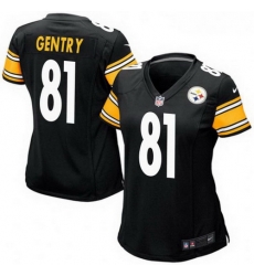 Women Nike 81 Zach Gentry Pittsburgh Steelers Game Black Team Color Jersey