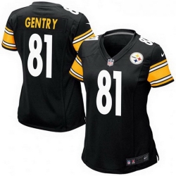Women Nike 81 Zach Gentry Pittsburgh Steelers Game Black Team Color Jersey