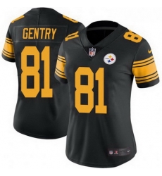 Women Nike 81 Zach Gentry Pittsburgh Steelers Limited Black Color Rush Jersey