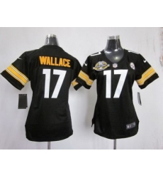 Women Nike Pittsburgh Steelers #17 Mike Wallace Black NFL Jersey W 80TH P-atch